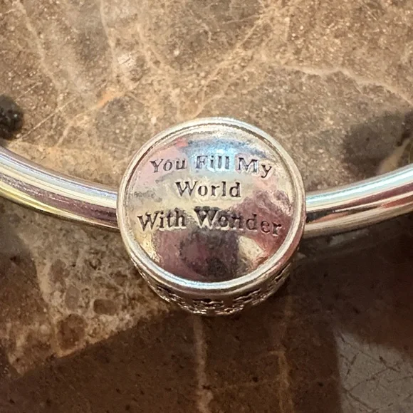 Pandora Silver Charm Bracelet with Blue and Gold Accents - Picture 7 of 13